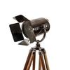 Silver Aluminum and Steel Shade Tripod Floor Lamp with Brown Rosewood Tripod, Wooden Tripod Floor Lamp for Home and Office