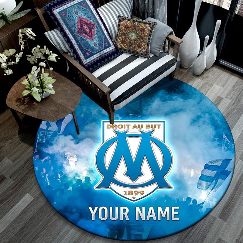 Custom Name Marseille Round Area Rug,Carpet Rug for Living Room Bedroom Sofa Playroom Decor,Non-slip Floor Mat