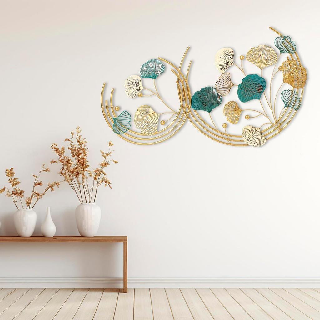 Metal Leaf Round Pattern Abstract Wal Art for Living Room Decorative Wall Sculpture for Home Décor