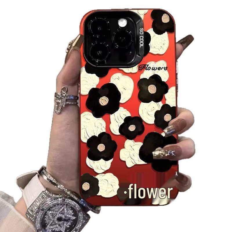 Silver Floral Cross Black & White Phone Case for Apple 17/16/14/15ProMax/13/12/11/X