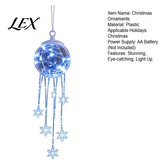 Christmas Tree Decorations LED Hanging Ornament, Icy Glow Sparkling Snowflake Cascade Decoration, Seasonal Decorative Accents Winter Lighted Decor for