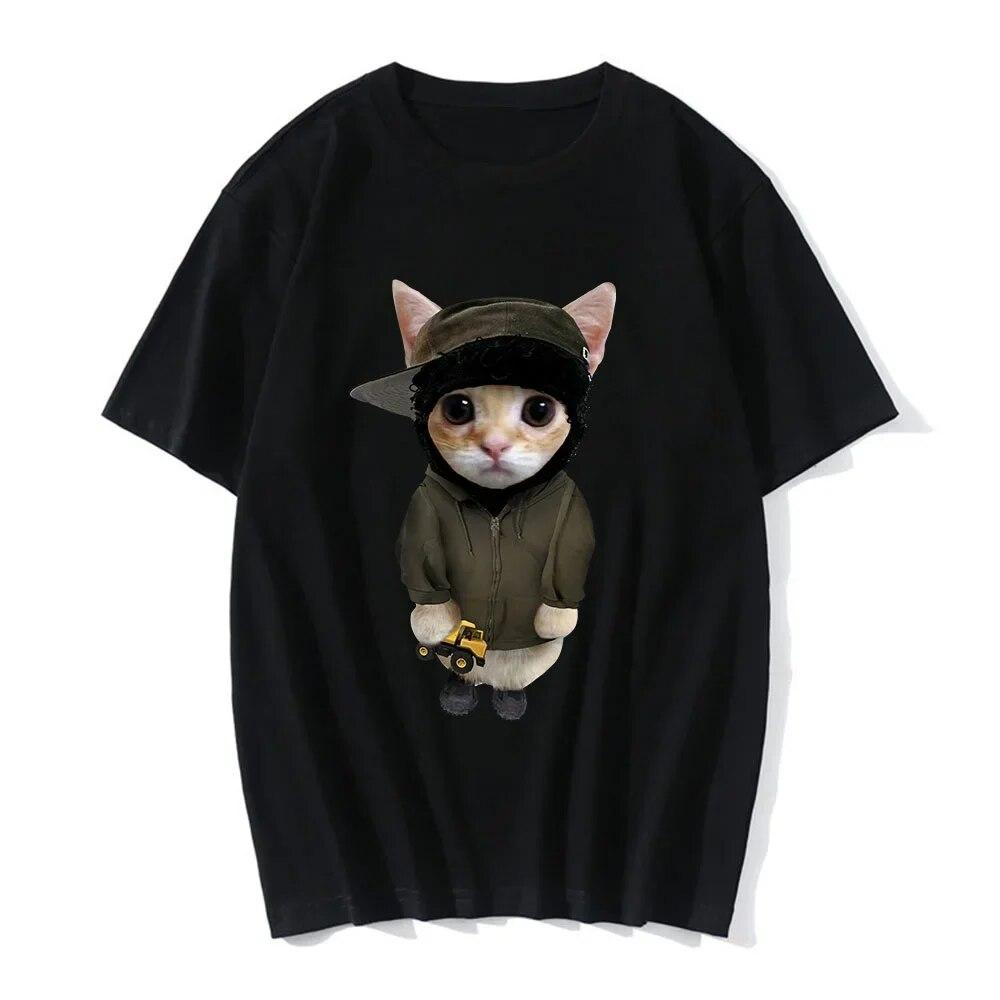 Забавная женская футболка El Gato Meme Sad Crying Cat Munchkin Kitty с 3D принтом, летние футболки в стиле Харадзюку, повседневная модная одежда