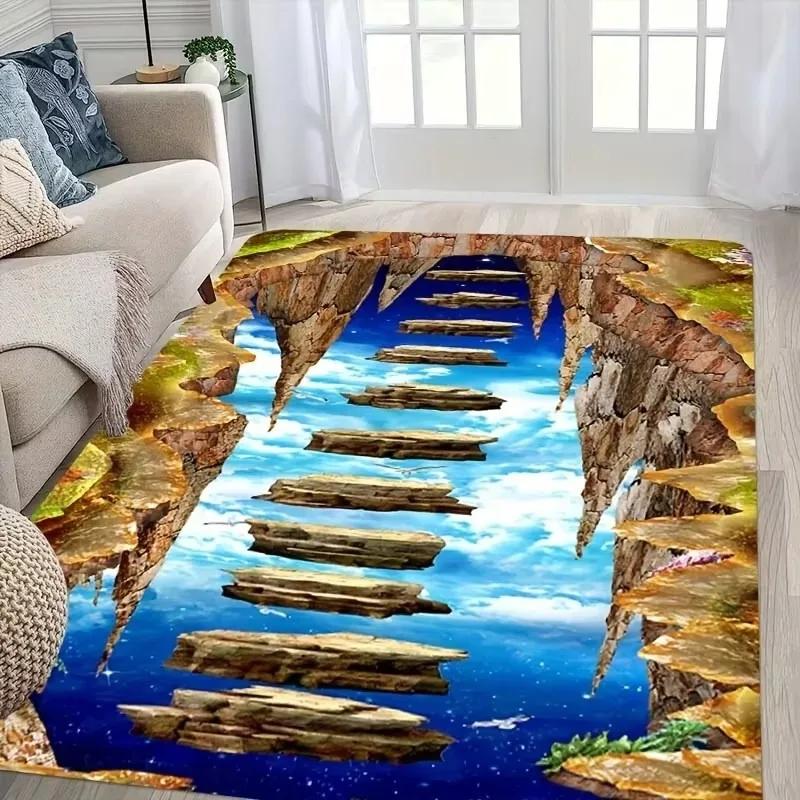 3D Пустыня Трещина Вода Огонь Дизайн Ковер Нескользящий Машинная Стирка Ковер Мода Спальня Гостиная Пляжный Стиль Коврик