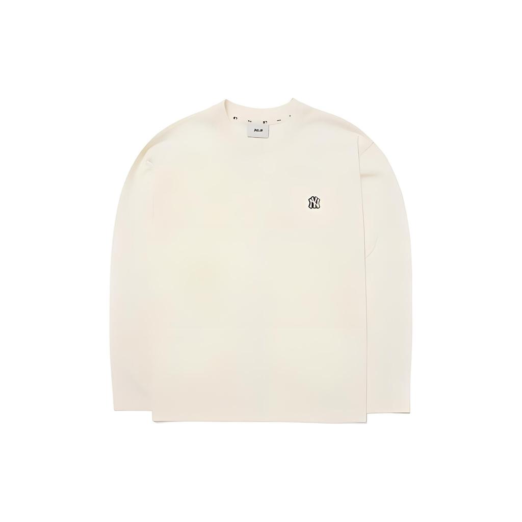 New MLB Base Logo T Shirts Unisex Cream 3ATSB0124-50CRS