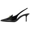 Elegant Buckle Detail Pointed Toe Open Back Mules 7Cm Heels Women Heels Black 12218510-38