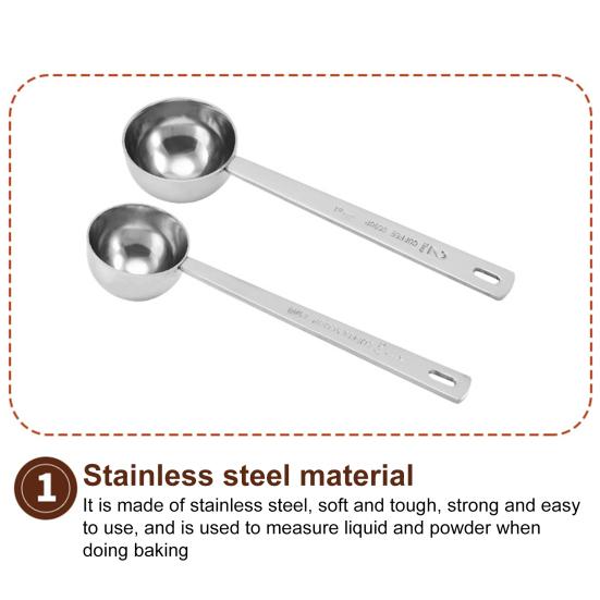 Stainless Steel Measuring Spoon Long Handle Coffee Scoop Spoon Tablespoon 5ml 10ml 15ml 20ml 30ml Cooking Measurement Tool for Ground Coffee