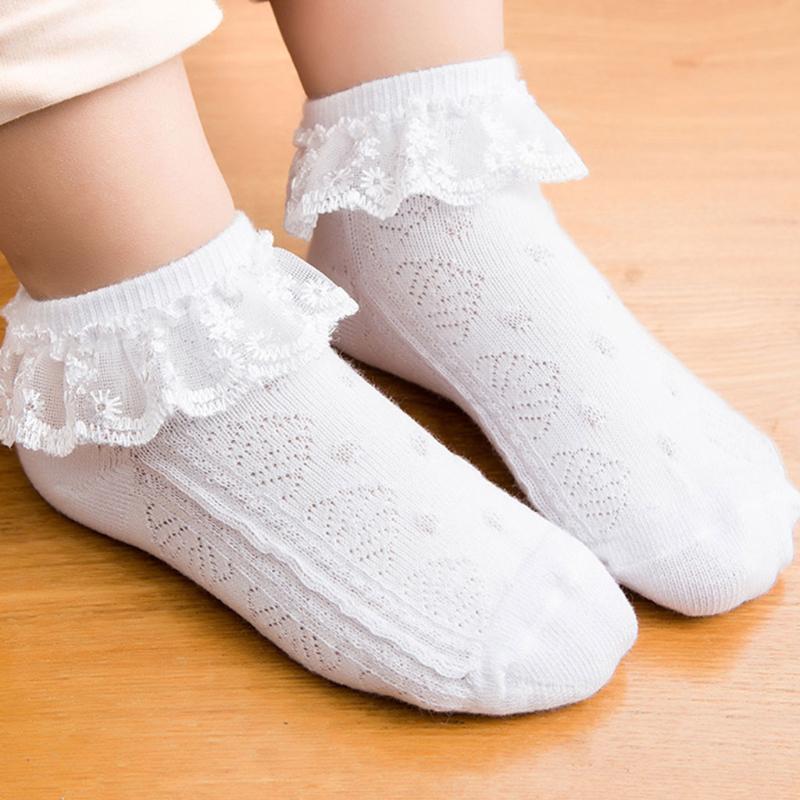Короткие носки до щиколотки с шнуровкой и цветком для маленьких девочек, хлопковые носки для новорожденных и малышей
