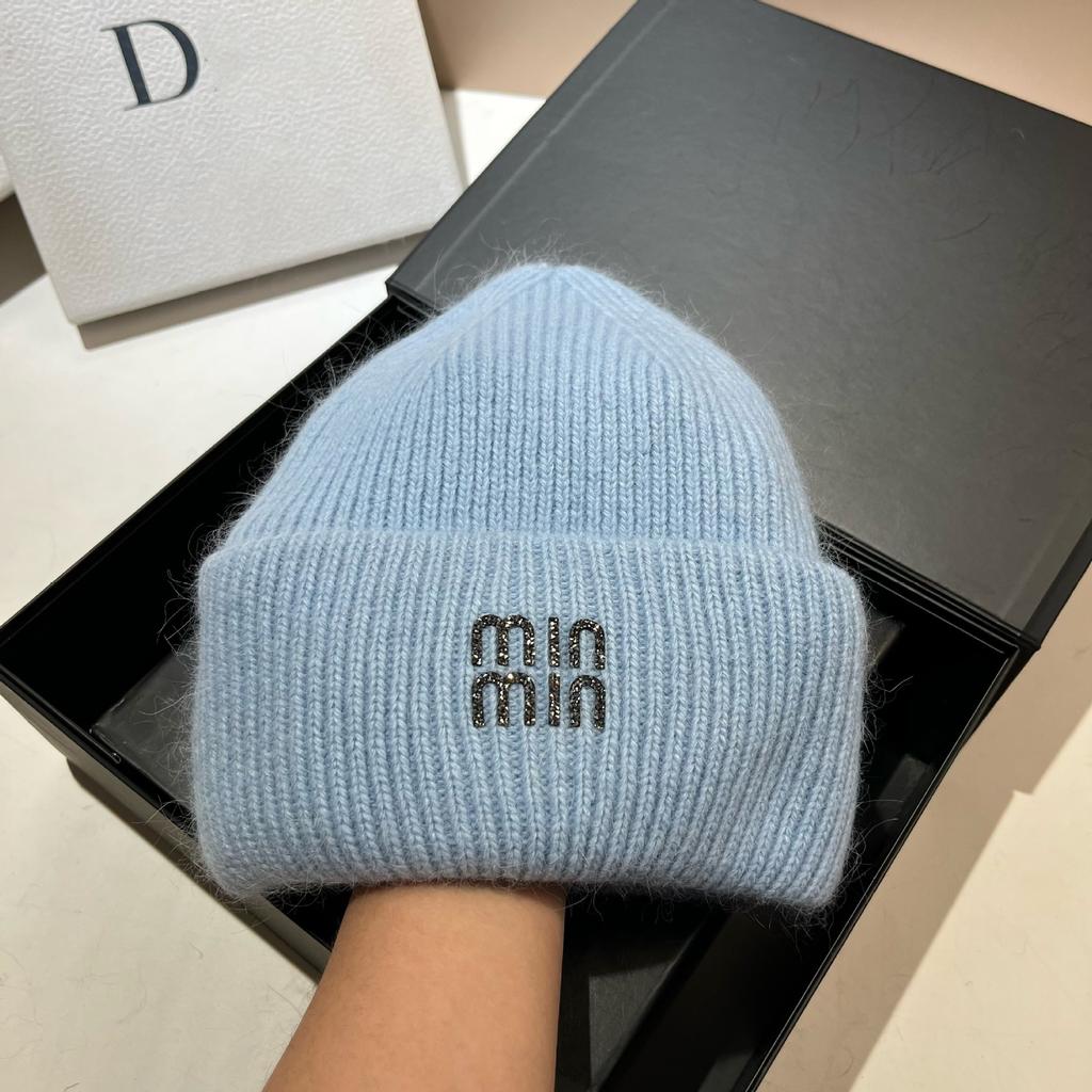 [Rabbit Fur] Min Thickened And Enlarged Double-Folded Edge Small Knitted Hat Winter Warm Plush Hat