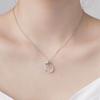 New Chinese Style White Chalcedony Butterfly Zircon Sterling Silver S925 Fashion All-Matching Peace Buckle Necklace Women