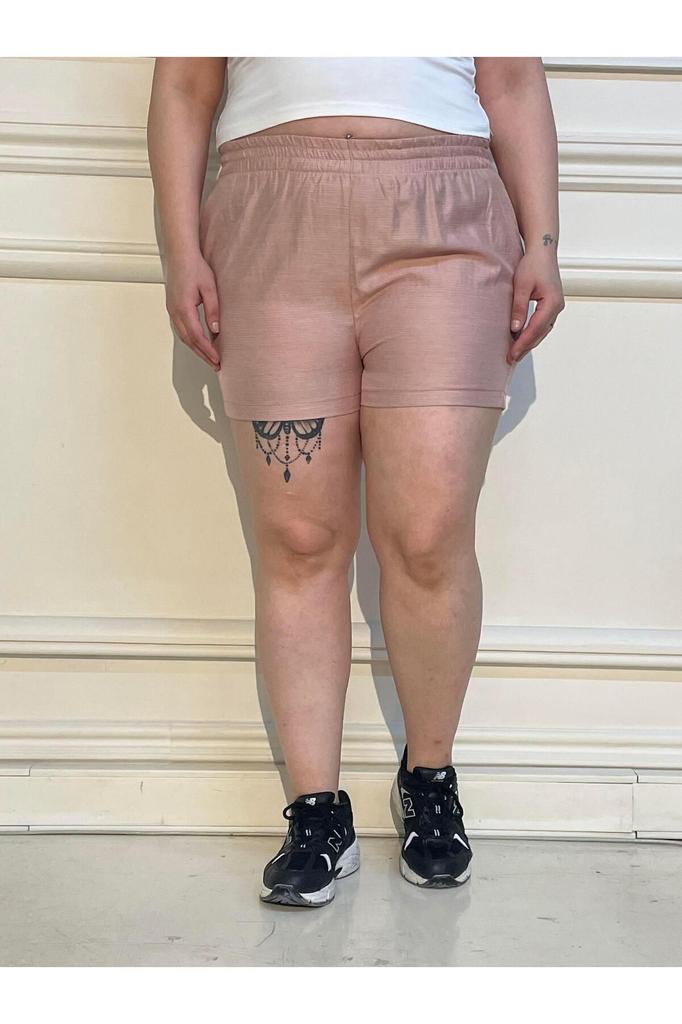 Women's Fashion Big Size Shorts & Bermudas Plus Size Green Shorts with Elastic Waist and Side Pockets