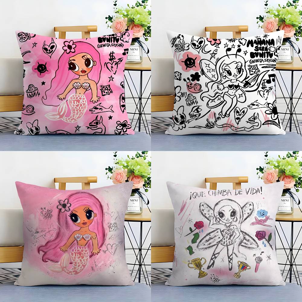Cartoon Manana Sera KKarol G Pillow Case Sofa Living Room Bedroom Doublesided Printing Square Cushion Nap Time Pillow Case