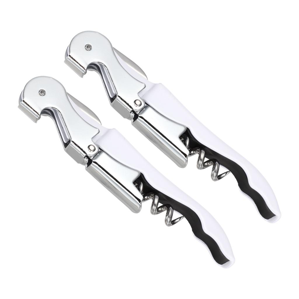 2/4Pcs Professional Waiters Corkscrew Stainless Steel Wine Key with Ergonomic Wood Grip Beer Bottle Opener and Foil Cutter