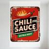 Винтажная металлическая вывеска с соусом чили Extra-Hot, Прямоугольная с красным фоном, перцем чили и пламенем, Ретро-рустик настенный декор для
