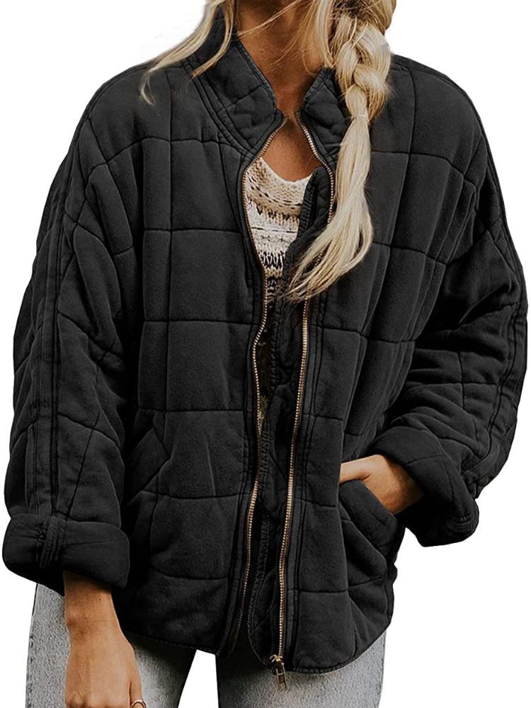 Women's Quilted Puffer Jacket with Multiple Colors, Lightweight Warm Coat, Casual Outerwear for Autumn Winter