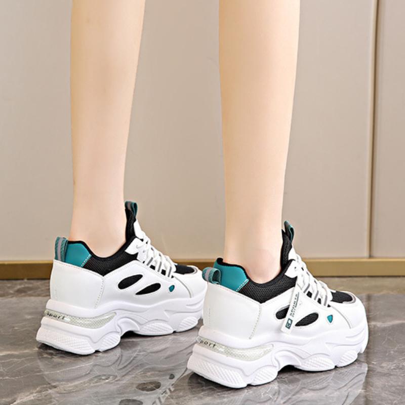 Модные и повседневные туфли для пап 2024 года, толстая подошва, сетчатая, дышащая, внутренняя высота, спортивная, нескользящая, вулканизированная обувь, Zapatos De Mujer