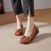 New Cowhide Slope Heel Women's Shoes Comfort Mother's Shoes Soft Sole Genuine Leather Shallow Mouth Flat Women's Shoes