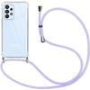 Protective Case - BOOLING - for Samsung Galaxy A13 - Flexible - Shockproof - Transparent with Purple Cord