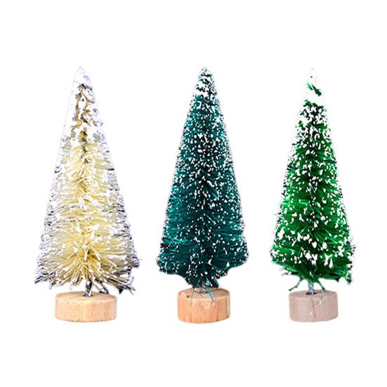 3Pcs Artificial Mini Christmas Tree Set with Snow Frosted Tips 3.5-15cm