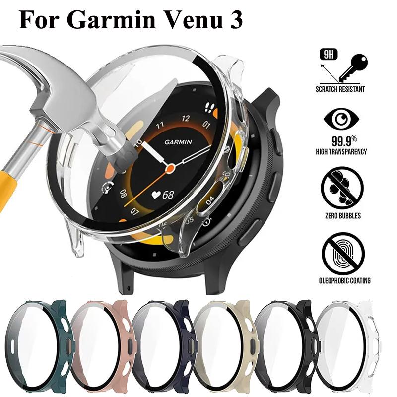 Чехол для ПК + Закаленное стекло Для умных часов Garmin Venu 3 Защитная крышка Бампер Для Garmin Venu 3 Защита экрана Оболочка Аксессуары