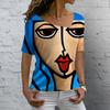 Abstract Man Portrait Women T Shirts 2023 New Summer Short Sleeve O-Neck Tops Casual Streetwear Ladies Size Oversized Top Tee