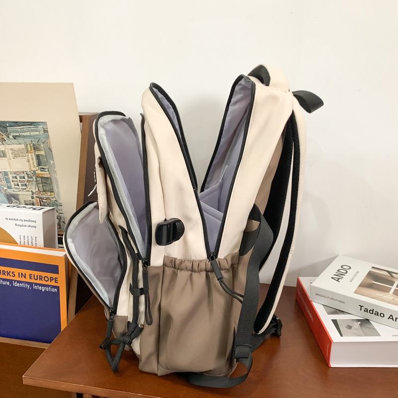 Школьный рюкзак с цветными блоками, мужской рюкзак, большой вместительный дорожный рюкзак для школьников для женщин