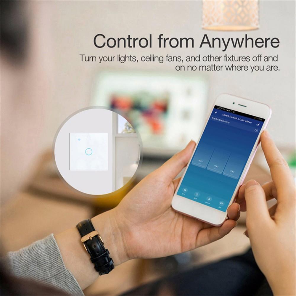 Tuya WiFi Smart Wall Switch EU 4gang Нужен нейтральный провод Сенсорный выключатель Управление умным домом через Smart Life Alexa Google Home