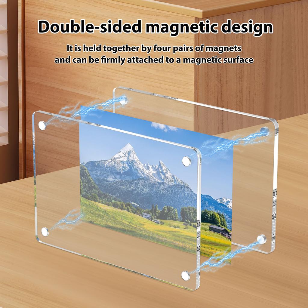 10 шт. Акриловая магнитная рамка Прозрачный магнит на холодильник, Двусторонняя фоторамка Магнит на холодильник Рамка для фотографий для моментальной камеры