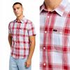 Lee SS Leesure Shirt Garnet Linen Shirt Checked Short Sleeve Regular M