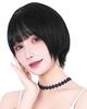 Wig Short Bob Heat Resistant Full Wig Black Hair Natural Round Silhouette with Wig Net Round Short Pure Black [TefuRe] D-3110-PBk