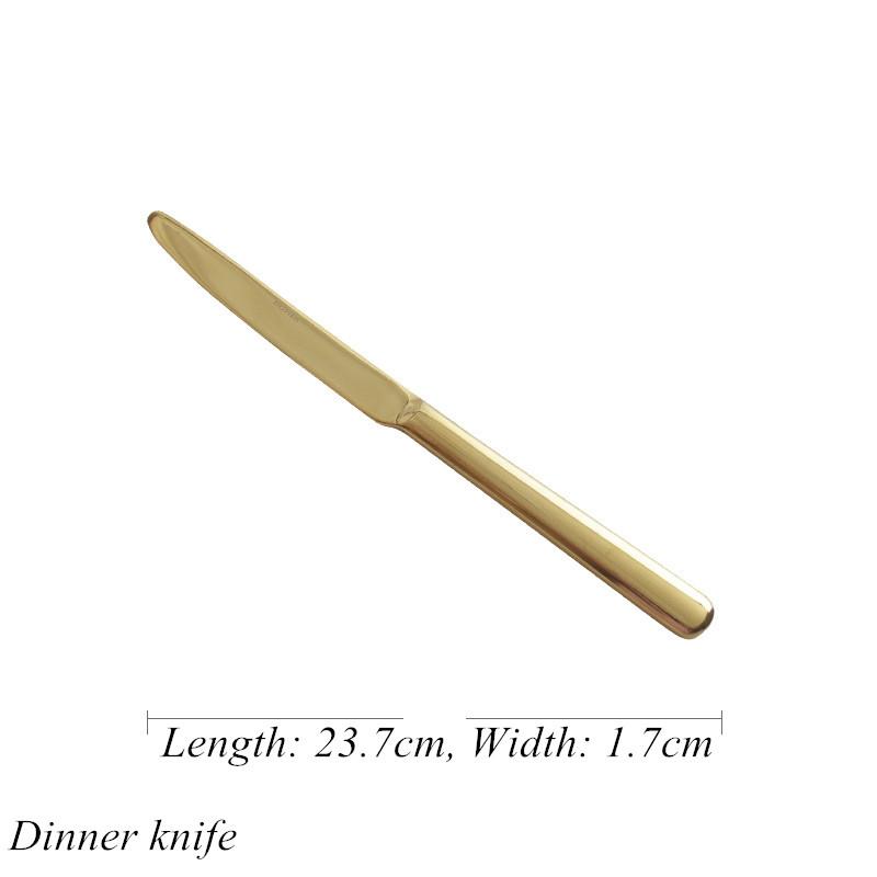 Роскошная золотая посуда из нержавеющей стали, нож, вилка, ложка, стейк, рыбный ужин, десерт, салат, кофе, столовая