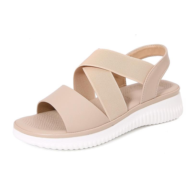New Bohemian Style Striped Elastic Elastic Band with Flat Bottom Women's Sandals
