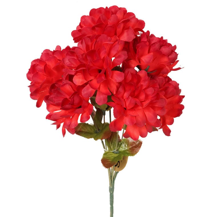 Artificial Bouquet of 7 Red Chrysanthemums - All Saints' Day Decoration