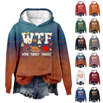 Женская повседневная мода винная индейка семейный принт на День благодарения длинный рукав O-образный вырез пуловер толстовки