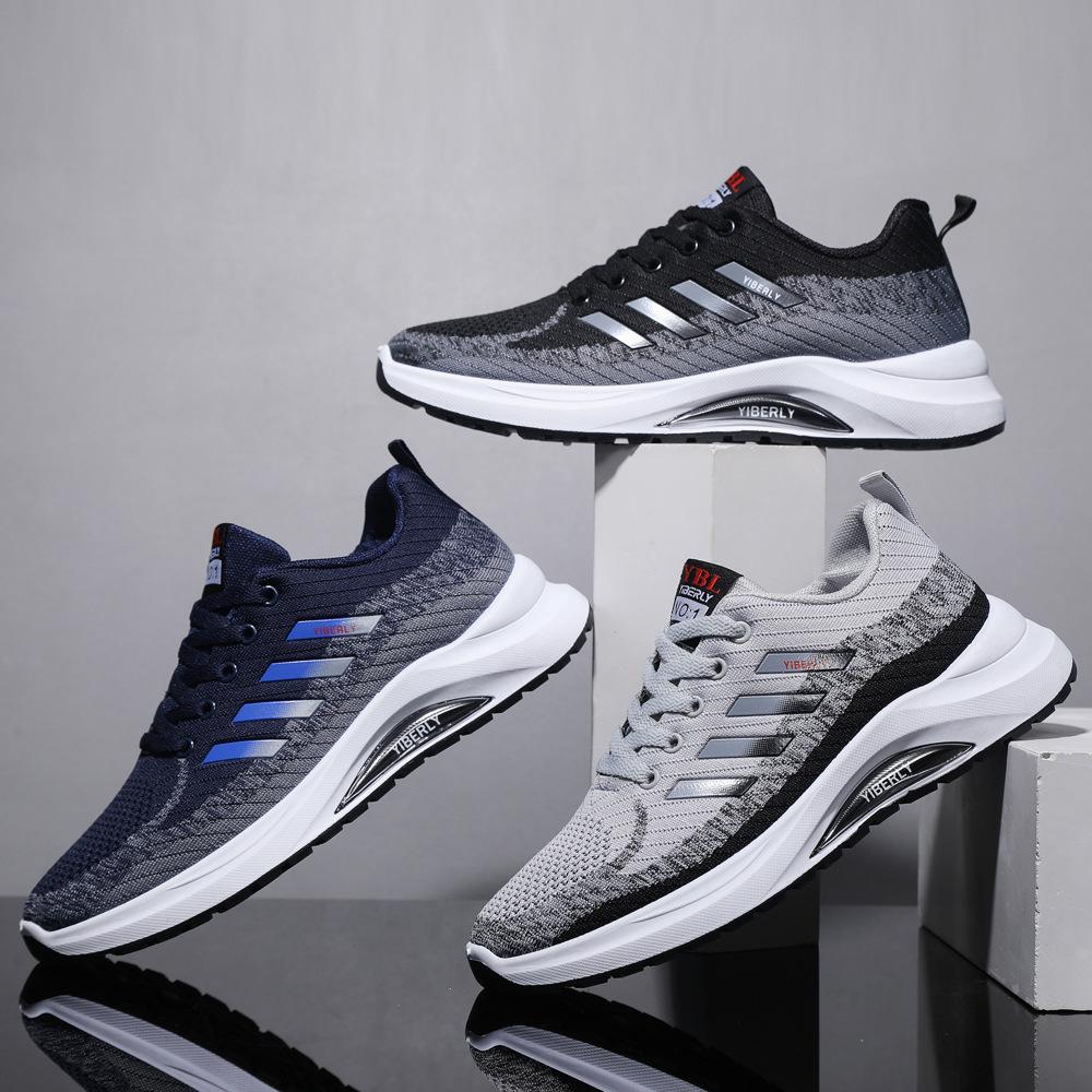Sneakers breathable men's shoes comfortable and lightweight running shoes fashion Korean version trend simple outdoor flying woven men's shoes