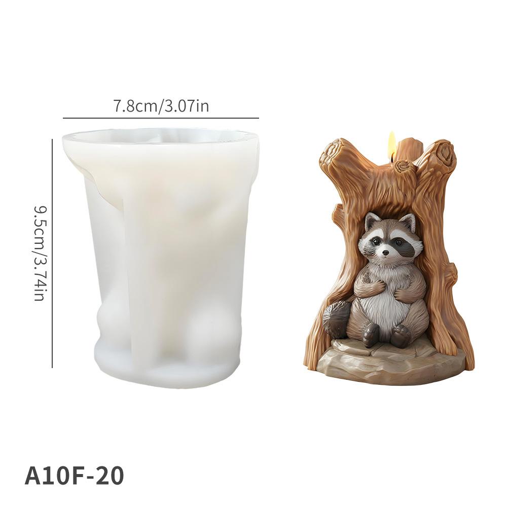 Creative Raccoon Stump Candle Silicone Mold DIY Miniature Landscape Animal Raccoon Home Decor Figurine Plaster Mold Home Decor