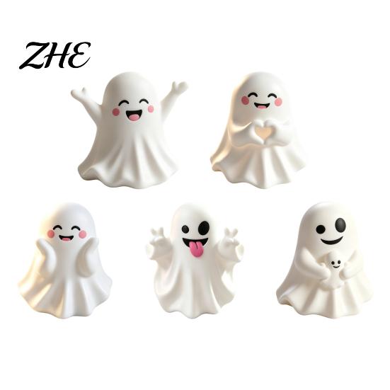 Thanksgiving Gift for Friends Halloween Cute Ghost Figurine, Mini Cartoon Statue, Little Spooky Tiered Tray Ornament Desktop Home Table Decor Figurine
