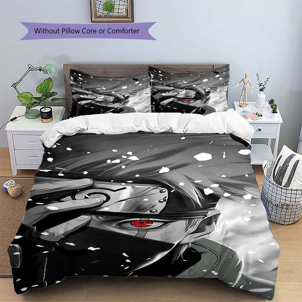 Kakashi Hatake Patterned Pillowcase & Duvet Cover Set Anime Bedding Decor for Bedroom Surprise Gift for Anime Lovers.-TING