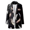 Women's Casual Fashion Print Lapel Long Sleeve Slim Fit Small Button Jacket