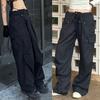 Женские свободные брюки-карго Спортивные брюки в стиле хип-хоп Свободные повседневные брюки с широкими штанинами на шнуровке