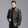 Middle-aged Men's Genuine Leather Jackets Sheepskin Dad Wear Winter Fashion Plus Velvet Lapel Leather Jacket
