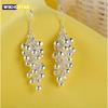 Hot Silver Color Creative Grape Beads Drop Earrings for Woman Fashion Party Fine Gifts Elegant Noble Jewelry