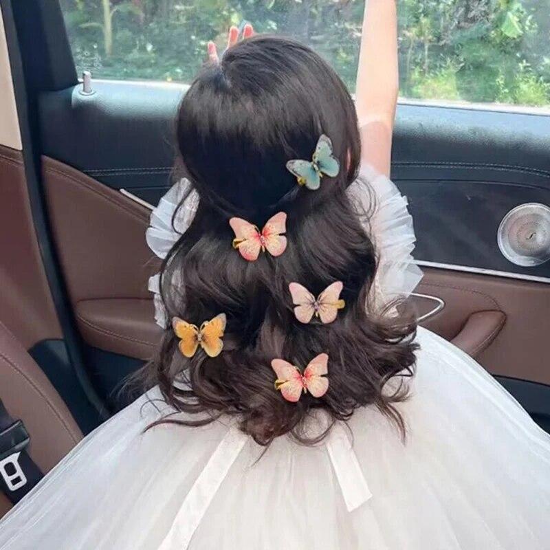 Children's Cute Butterfly Hairpins Sweet Colorful Hair Clips Headwear Korean Rhinestone Barrettes for Baby Girl Hair Accessories