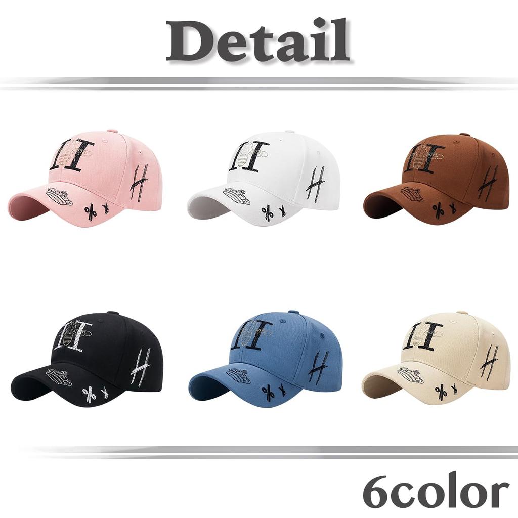 Baseball English CZ026 [White Fang] Hat, Cap, Logo, Letters, Brim, Cap, Stylish, Pop, Bee, Cool, Men's, Women's, (White)