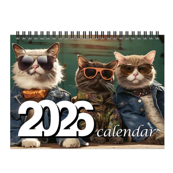 2026 Wall Calendar Jan 2026 - Dec 2026 12 Monthly Planner Wall Hanging Calendar with Funny Dog/Cat Images for School Home Office