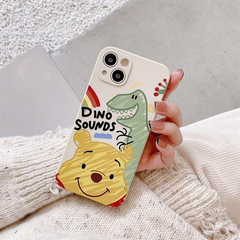 Liquid Silicone Case for Apple XR Phone, Protective Cover with Painted Creative Design, Shockproof Soft Doodle Winnie The PoohWhite