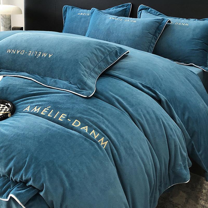 Класс А, детский бархатный комплект из четырех предметов, детский бархатный однотонный комплект из молочного бархата с вышивкой, комплект из трех предметов, фланелевая простыня, пододеяльник, пододеяльник