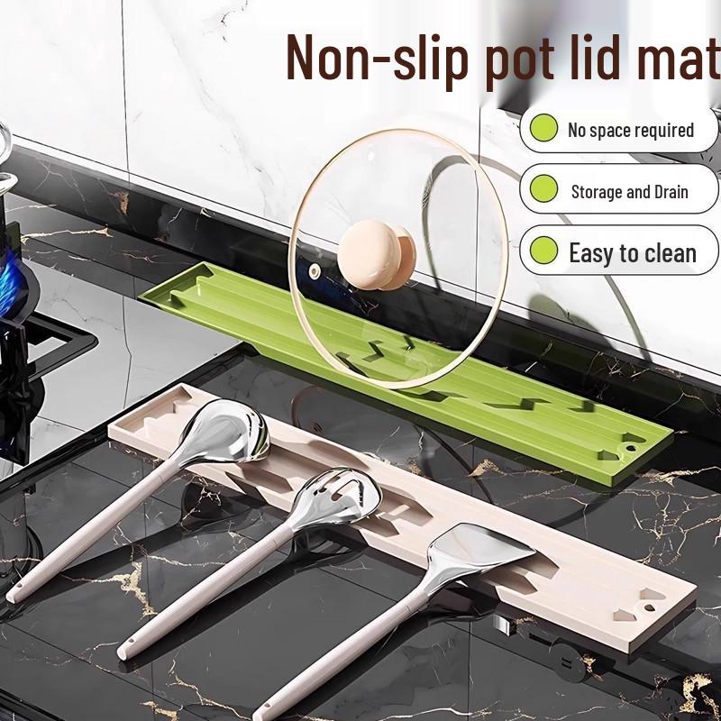 Non-Slip Silicone Kitchen Lid & Mat Organizer