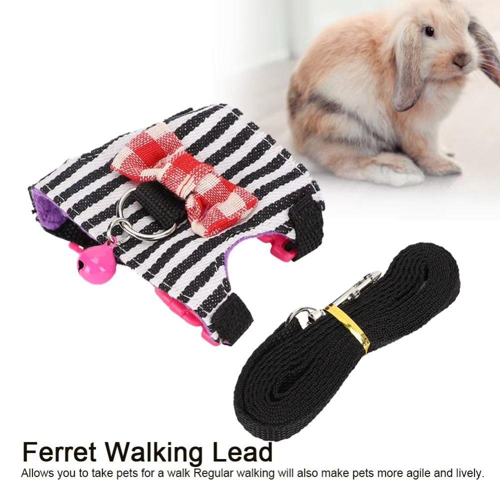 Adjustable Hamster Harness Comfortable Hamster Striped Vest Pet Traction Rope  for Small Animal