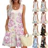 Женские модные повседневные платья без рукавов с круглым вырезом и пасхальным принтом