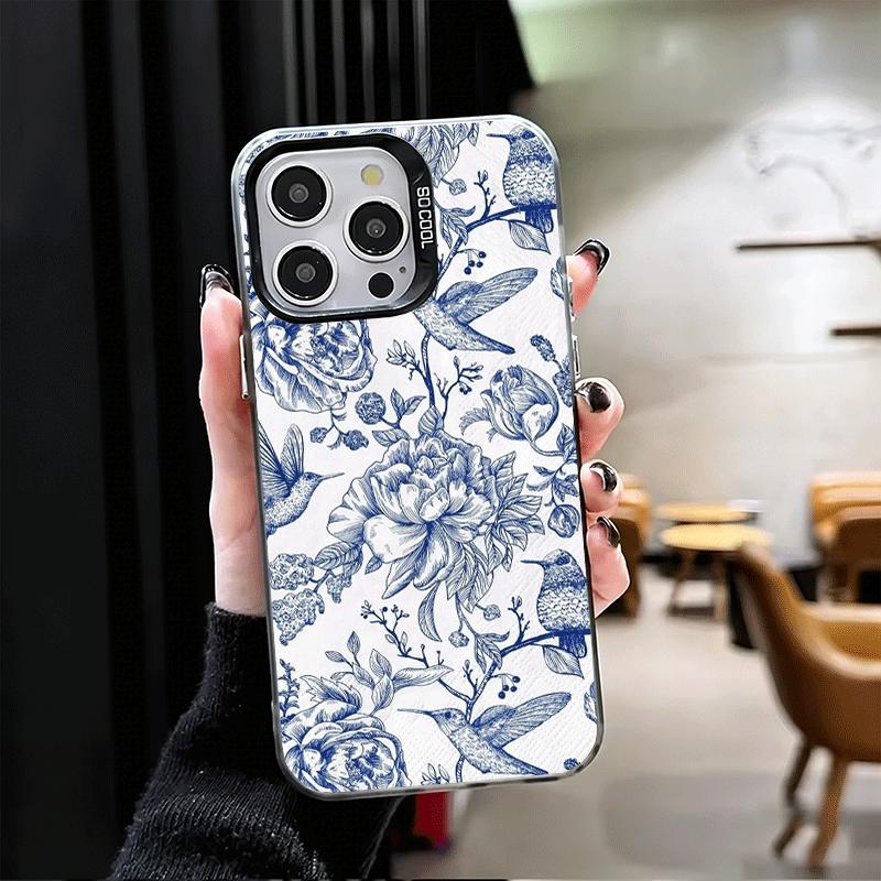 Ударопрочный чехол для телефона с сине-белым фарфоровым узором для iPhone 17 Air 16 16E 15 Pro Max 14 Plus 13 Mini 12 Задняя крышка Anti Fa